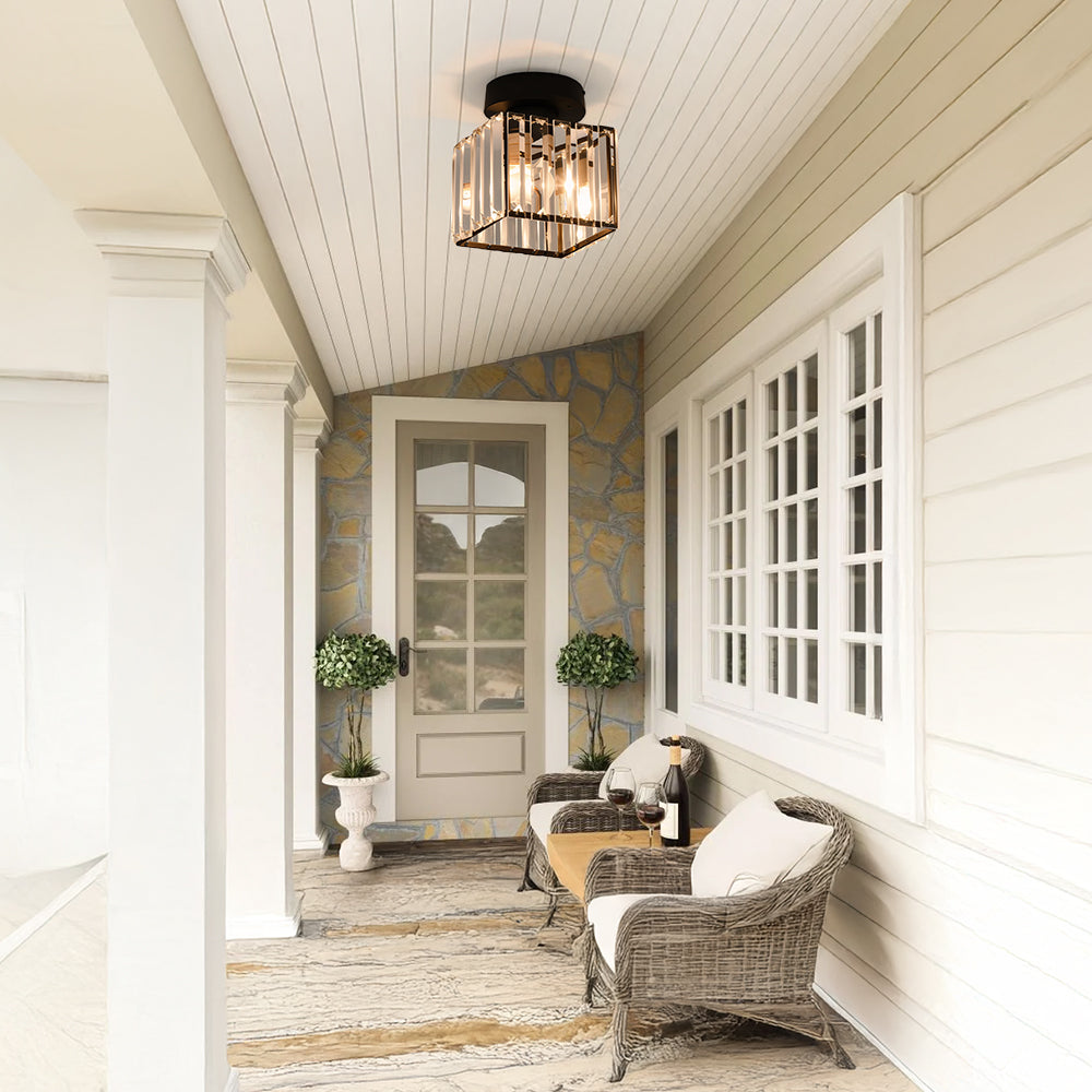 Modern Black Flush Mount Ceiling Light Fixture – Contemporary Design for Hallway and Living Spaces 4