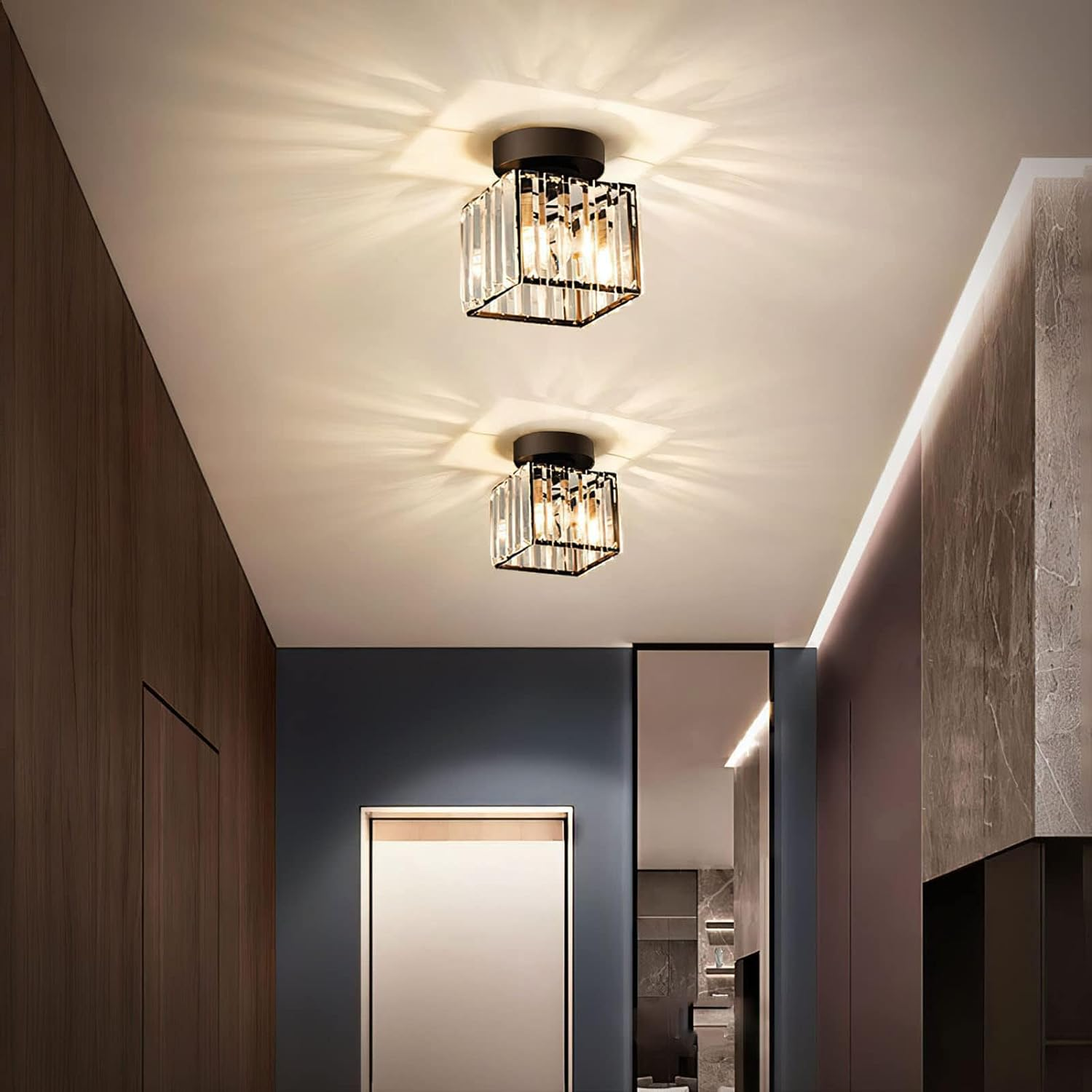 Modern Black Flush Mount Ceiling Light Fixture – Contemporary Design for Hallway and Living Spaces 6