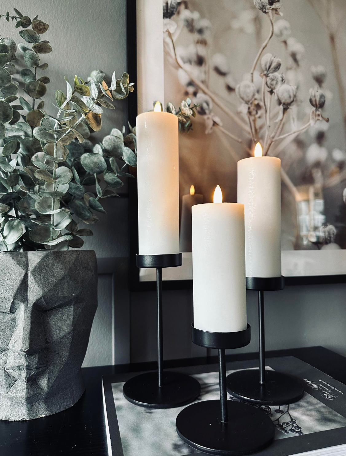 Modern Black Metal Candle Holders Set for Pillar Candles – 3 Height Options, Elegant Candle Stick Holders for Home Decor 0