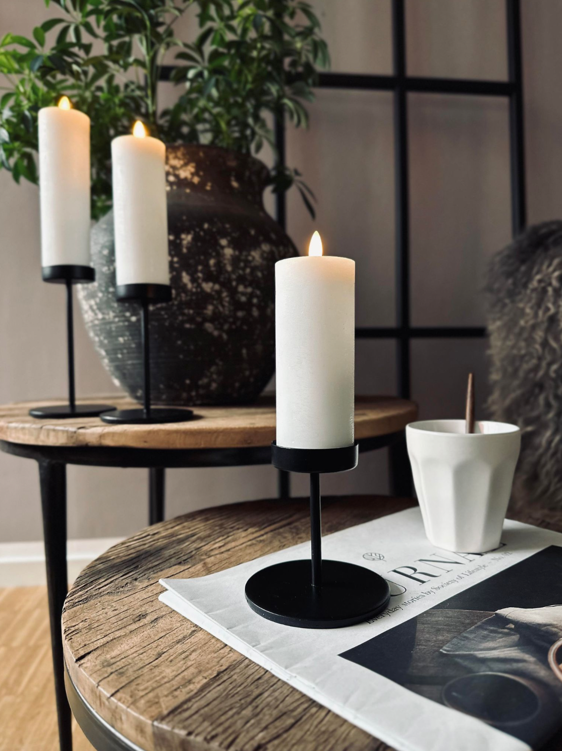 Modern Black Metal Candle Holders Set for Pillar Candles – 3 Height Options, Elegant Candle Stick Holders for Home Decor 1