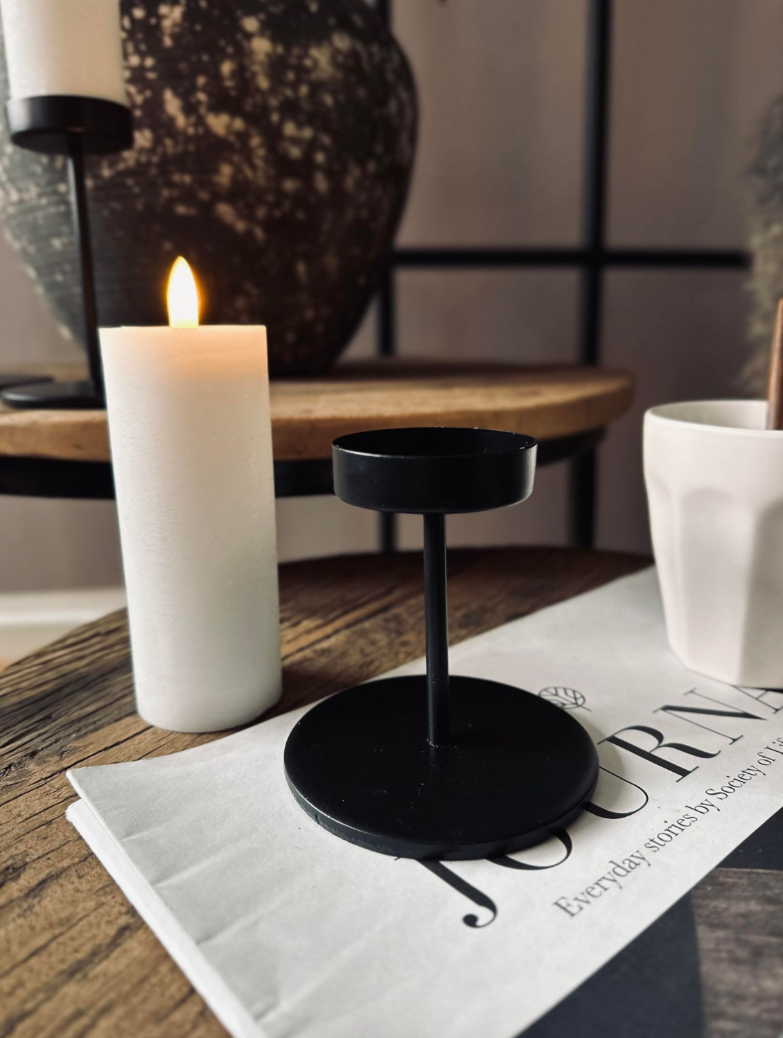 Modern Black Metal Candle Holders Set for Pillar Candles – 3 Height Options, Elegant Candle Stick Holders for Home Decor 3