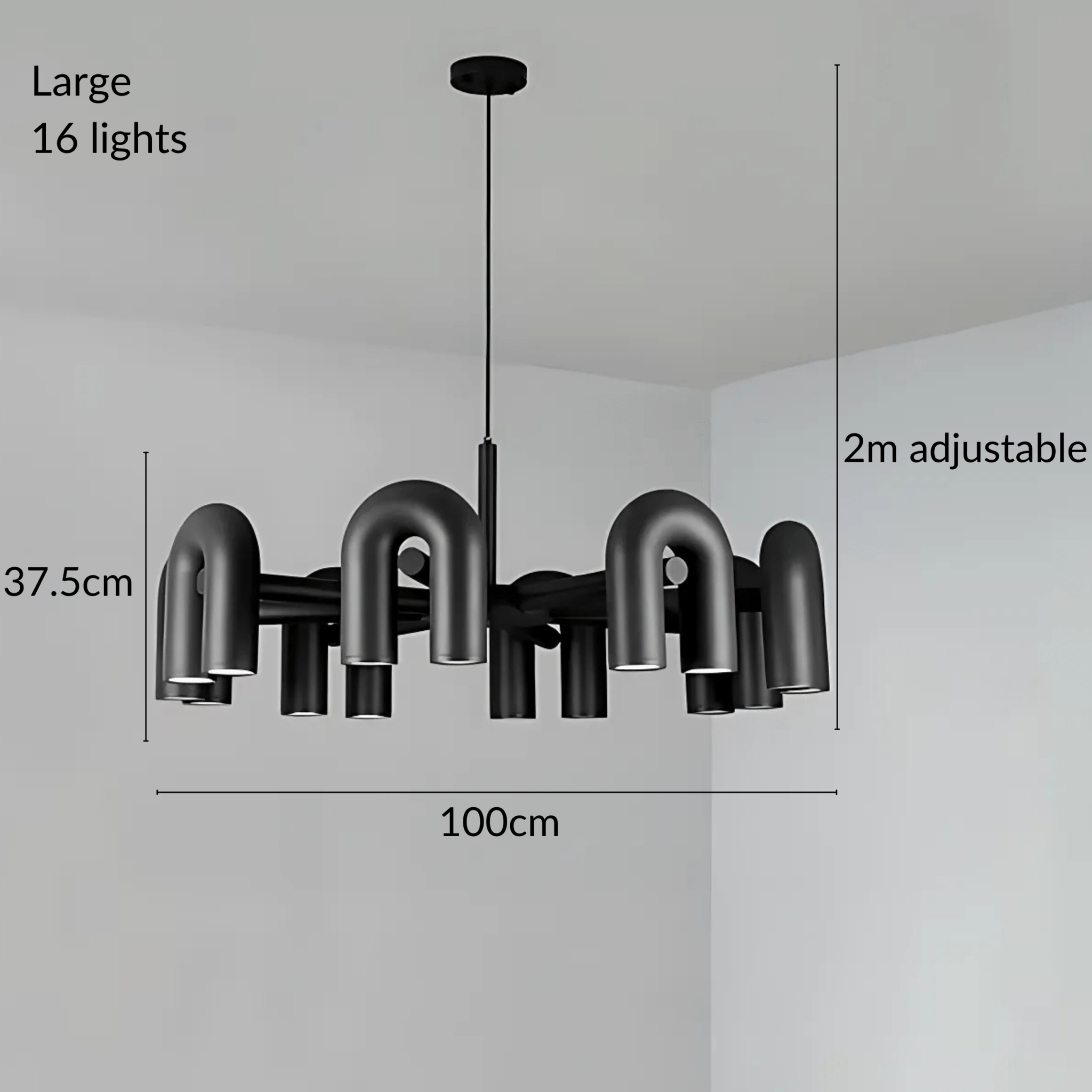 Modern Chandelier Lighting with U-Shaped Tube Design – Adjustable Height LED Chandelier for Contemporary Home Decor 14