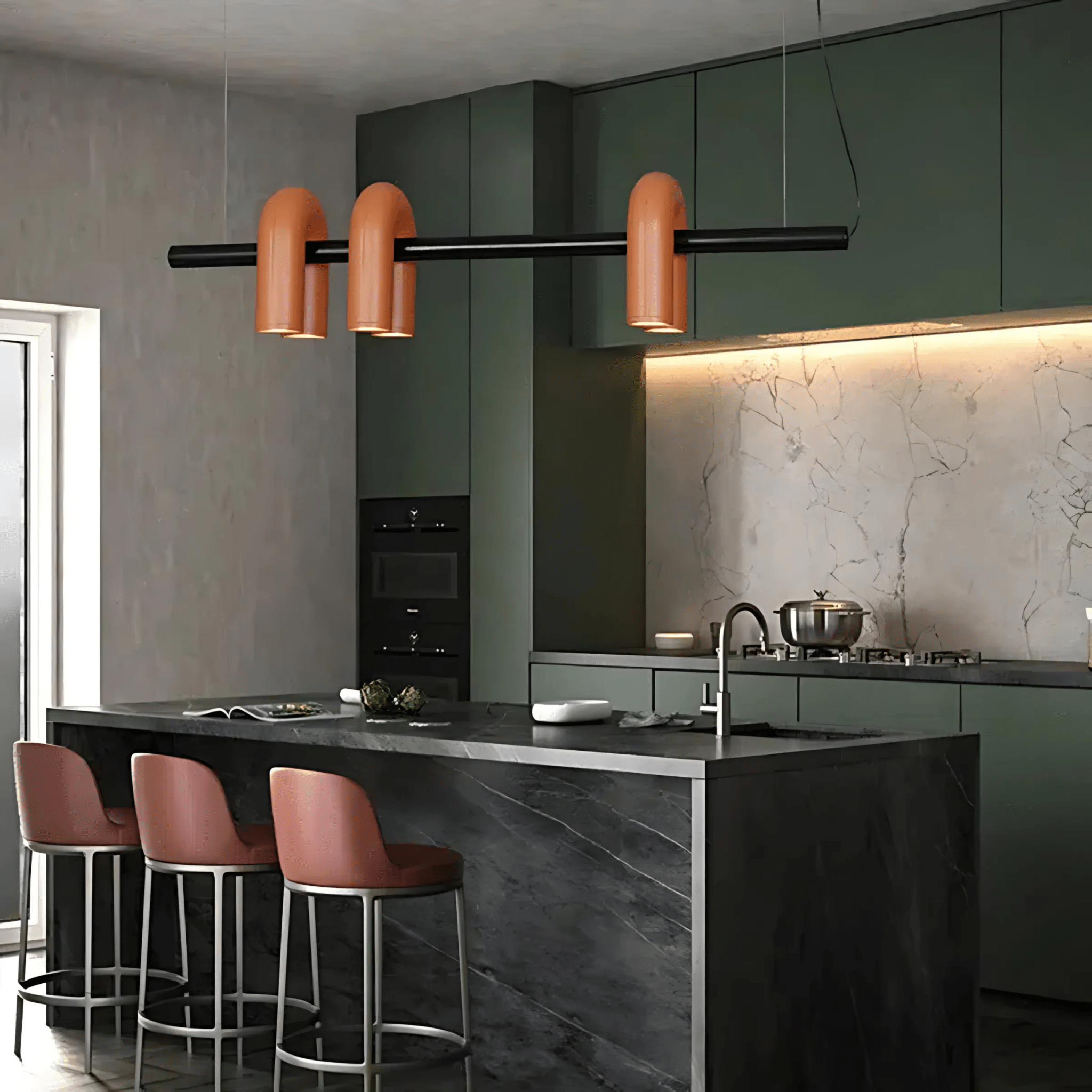 Modern Chandelier Lighting with U-Shaped Tube Design – Adjustable Height LED Chandelier for Contemporary Home Decor 2