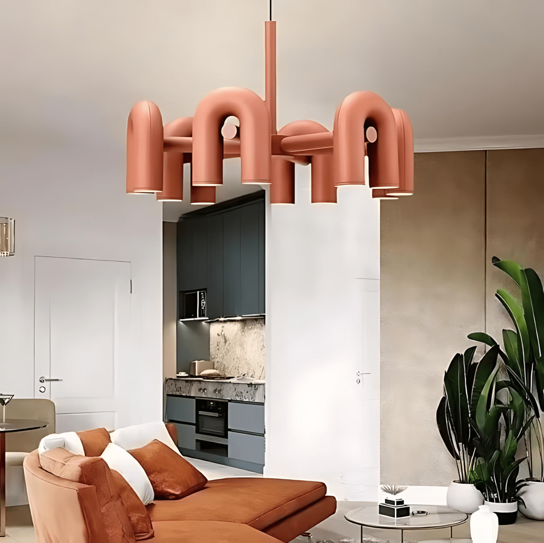 Modern Chandelier Lighting with U-Shaped Tube Design – Adjustable Height LED Chandelier for Contemporary Home Decor 6
