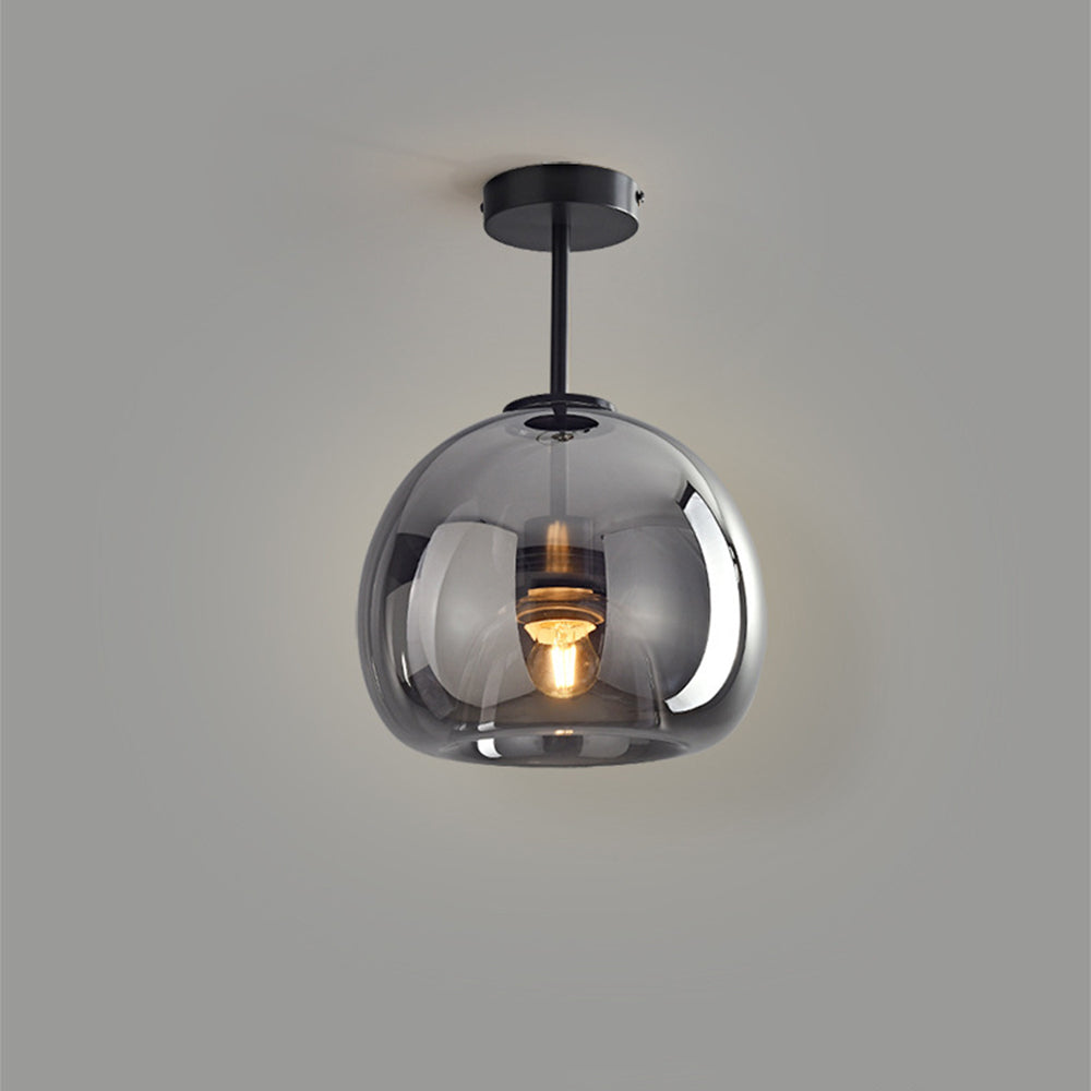 Modern Copper Glass Flush Mount Ceiling Light Fixture for Hallway and Living Room – Elegant Design, E27 Bulb Compatible 7