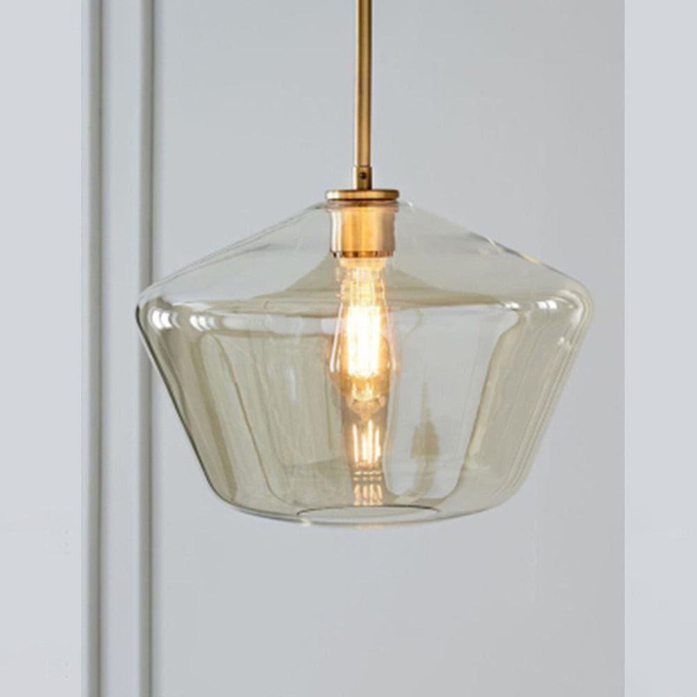 Modern Diamond Shape Glass Pendant Light in Clear and Amber – Ideal for Living Room and Bedroom Lighting 4