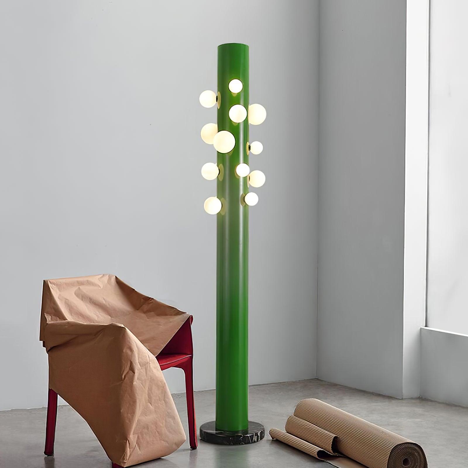 Modern Floor Lamp with Green Metal Base and White Shade - Stylish Standing Lamp for Living Room Indoor Lighting 4