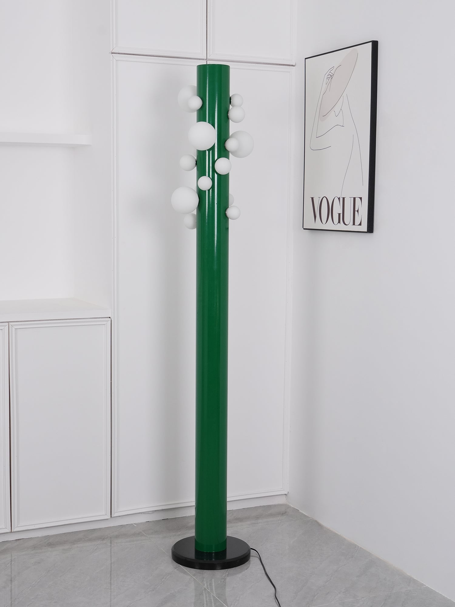 Modern Floor Lamp with Green Metal Base and White Shade - Stylish Standing Lamp for Living Room Indoor Lighting 6