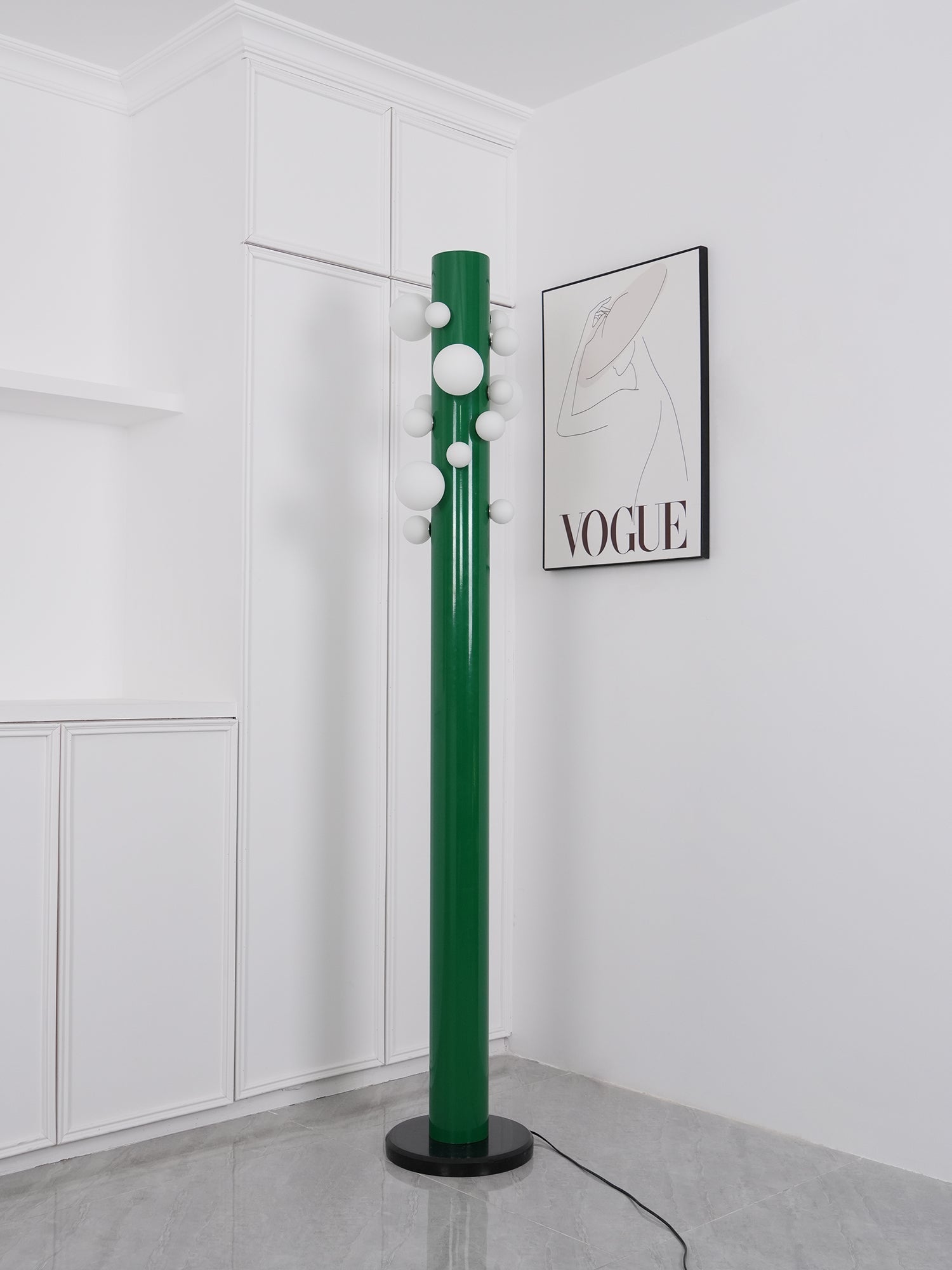 Modern Floor Lamp with Green Metal Base and White Shade - Stylish Standing Lamp for Living Room Indoor Lighting 7