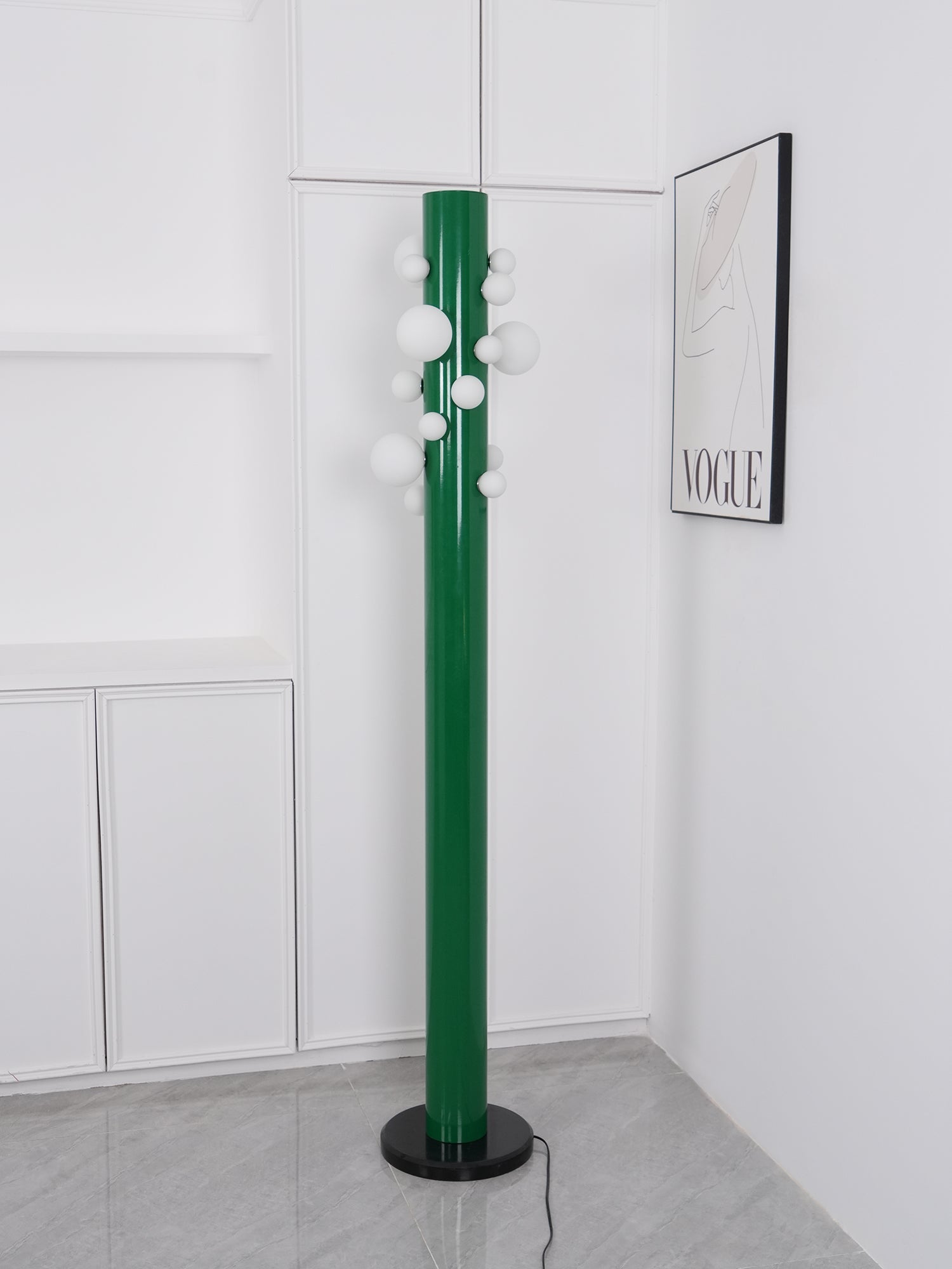 Modern Floor Lamp with Green Metal Base and White Shade - Stylish Standing Lamp for Living Room Indoor Lighting 8