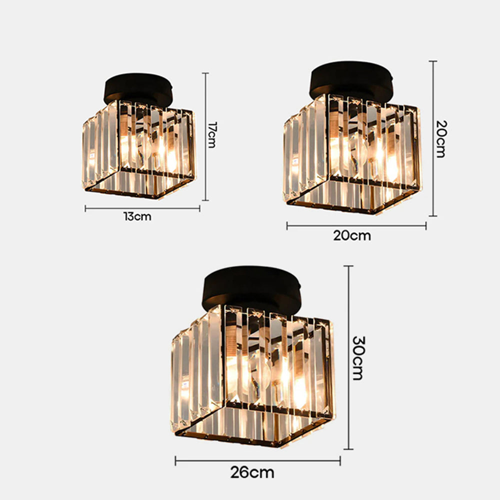 Modern Flush Mount Ceiling Light Fixture in Black – 1-Light Crystal Design for Hallway and Living Room 7