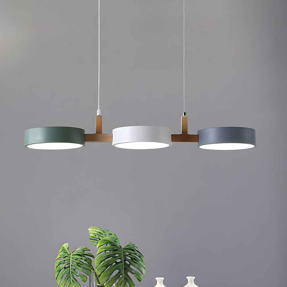 Modern Flush Mount Ceiling Light Fixture with Nordic Design – LED Integrated Metal and Wood Ceiling Light for Kitchen and Dining Room 0