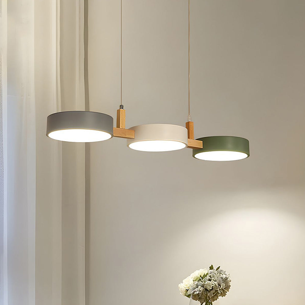 Modern Flush Mount Ceiling Light Fixture with Nordic Design – LED Integrated Metal and Wood Ceiling Light for Kitchen and Dining Room 1
