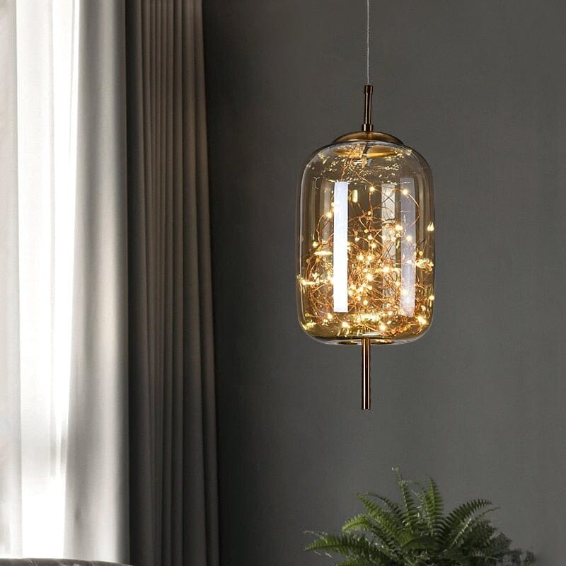Modern Glass Pendant Light with Adjustable Wire – Starlit Smoky Fixture for Kitchen and Dining 6