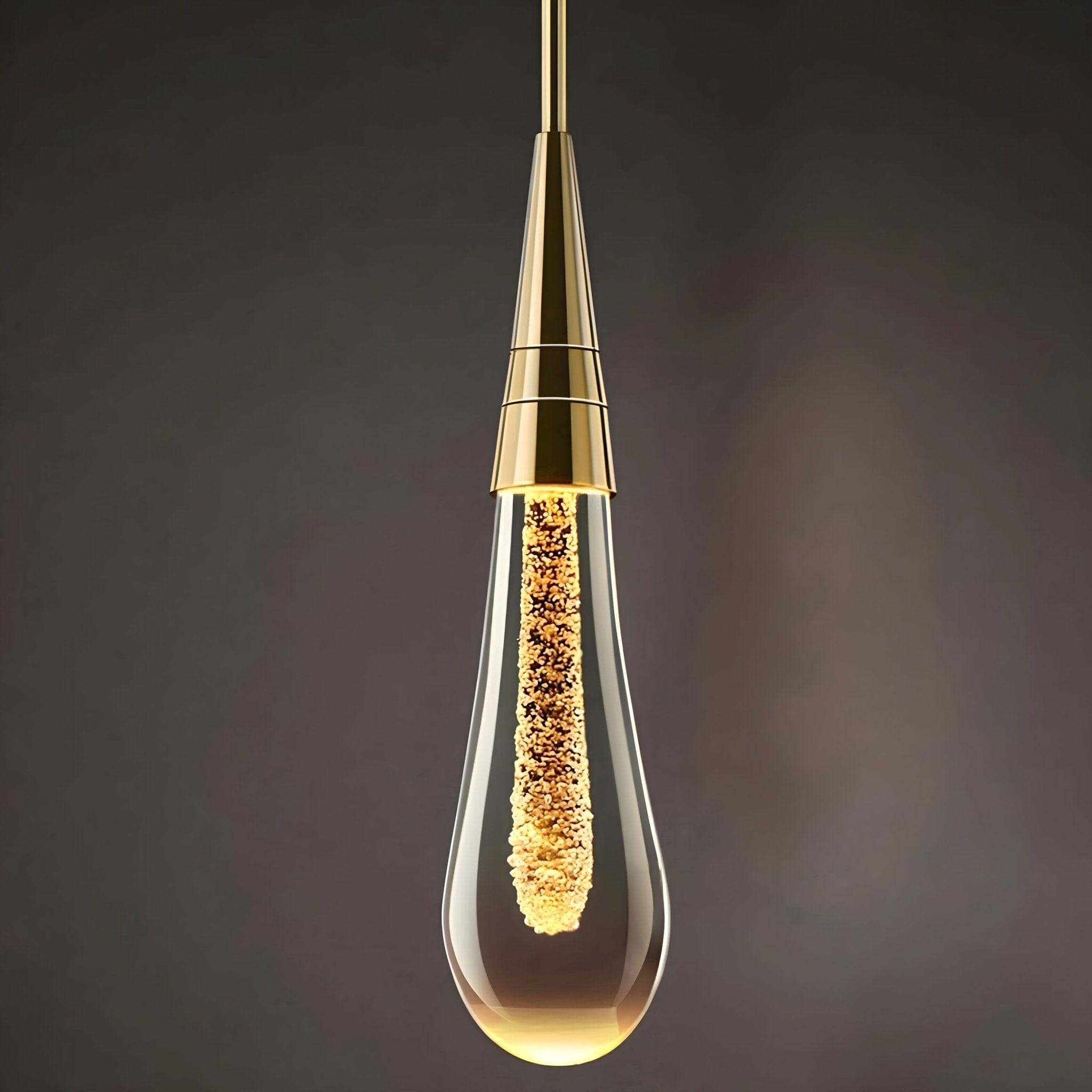Modern Gold Chandelier Light with LED Crystal Raindrops – Elegant Pendant Fixture for High Ceilings 3