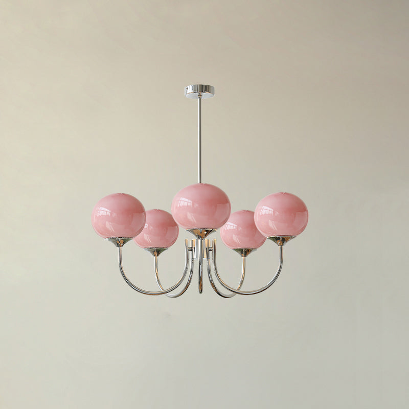 Modern Gold Chandelier Light with Pink Glass Shades – Elegant Dining Room Chandelier for Stylish Home Decor 15