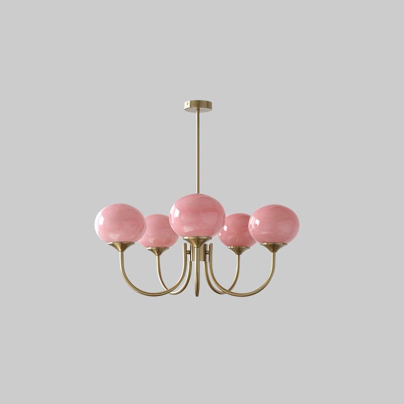 Modern Gold Chandelier Light with Pink Glass Shades – Elegant Dining Room Chandelier for Stylish Home Decor 19