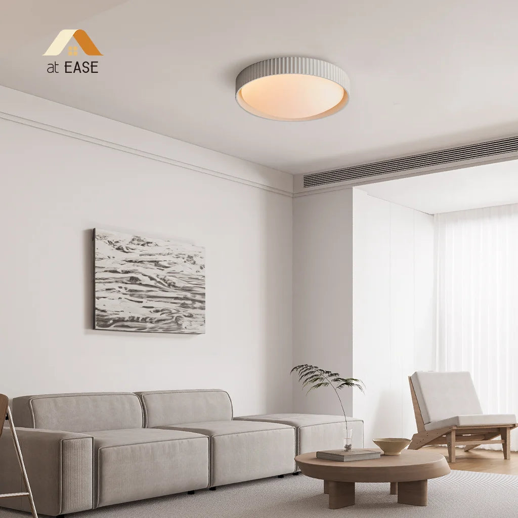 Modern Gypsum Flush Mount Ceiling Light Fixture – Energy Efficient LED Compatible, 12 Inch Diameter, White Design for Home and Office 4