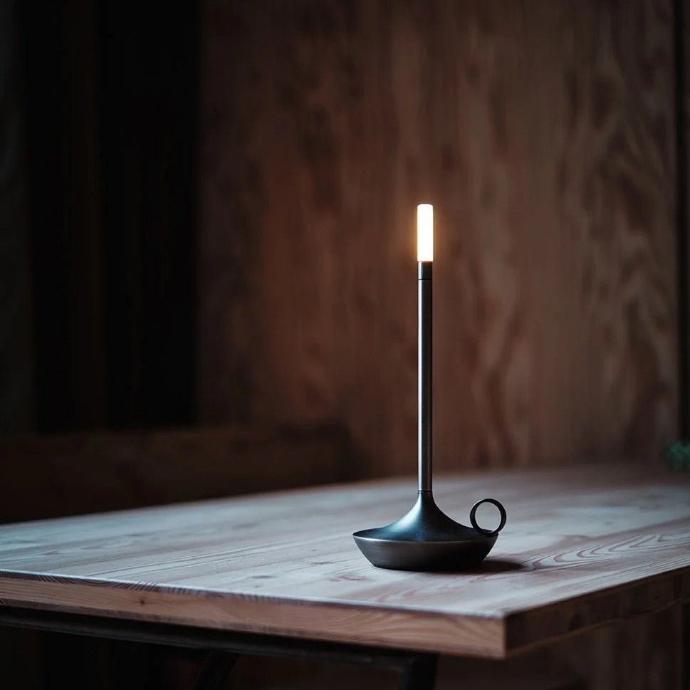 Modern LED Table Lamp with Dimmable Candlelight Glow – Cordless Aluminium Bedside or Desk Lamp 0