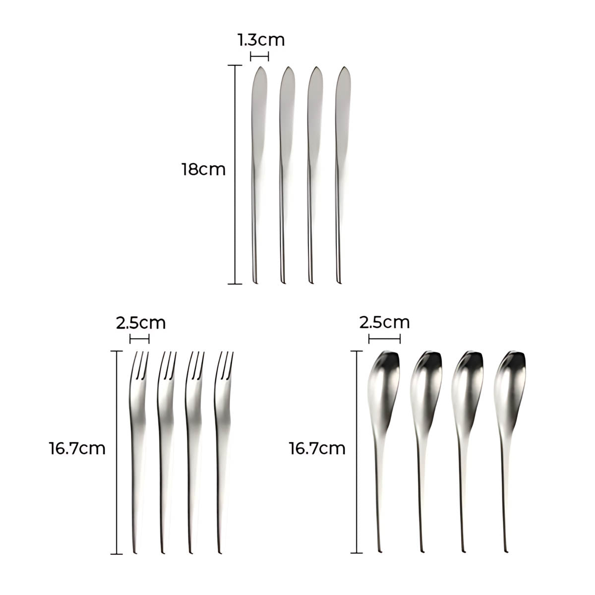 Modern Stainless Steel Cutlery Set – Ergonomic Flatware with Sculptural Design for Elegant Dining 10