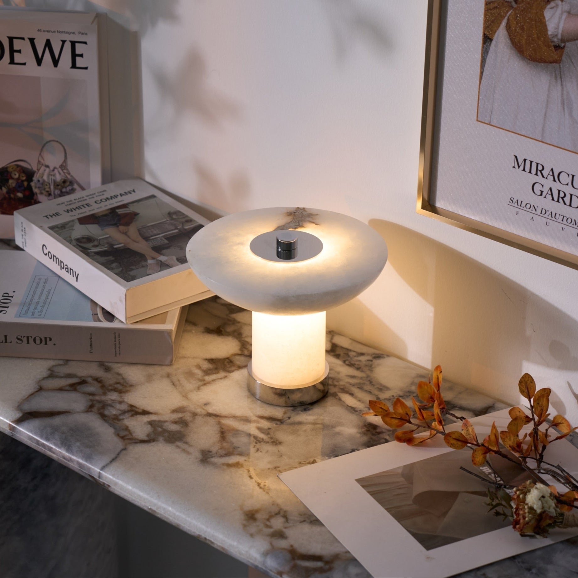 Mushroom-Shaped Alabaster Table Lamp with Touch Control and Integrated LED – Versatile Lighting for Bedside or Desk 2