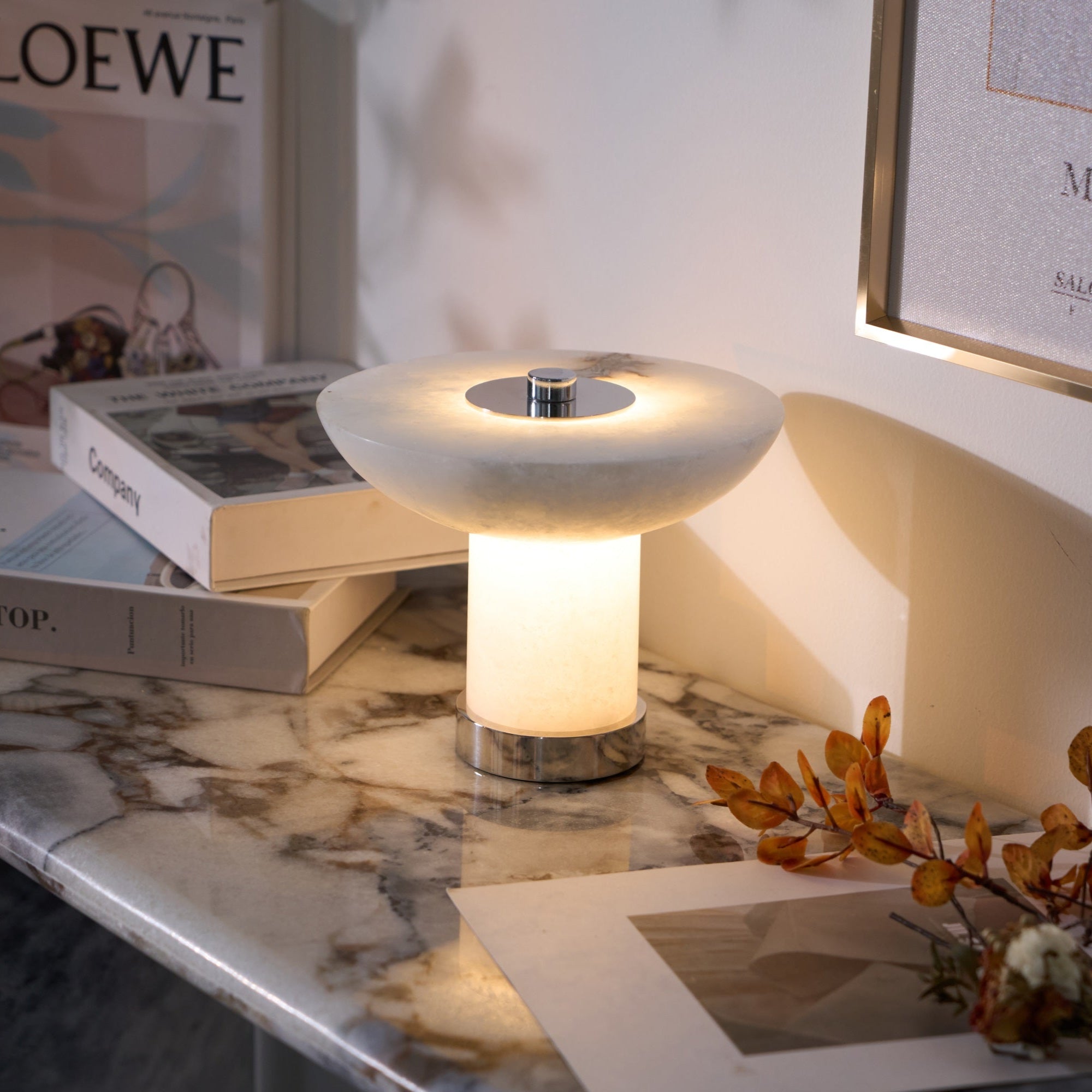 Mushroom-Shaped Alabaster Table Lamp with Touch Control and Integrated LED – Versatile Lighting for Bedside or Desk 4