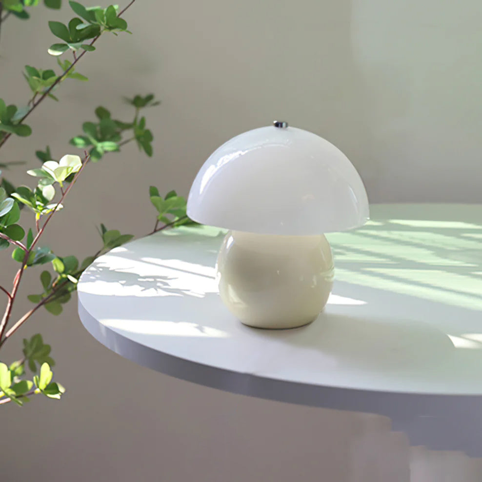 Mushroom-Shaped Ceramic Table Lamp with Built-in Battery – Unique Cordless Bedside Lamp for Home Décor 4