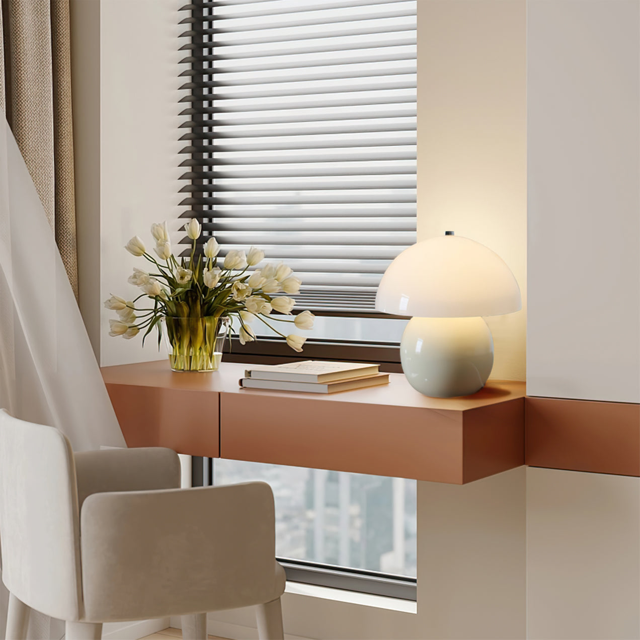 Mushroom-Shaped Ceramic Table Lamp with Built-in Battery – Unique Cordless Bedside Lamp for Home Décor 7