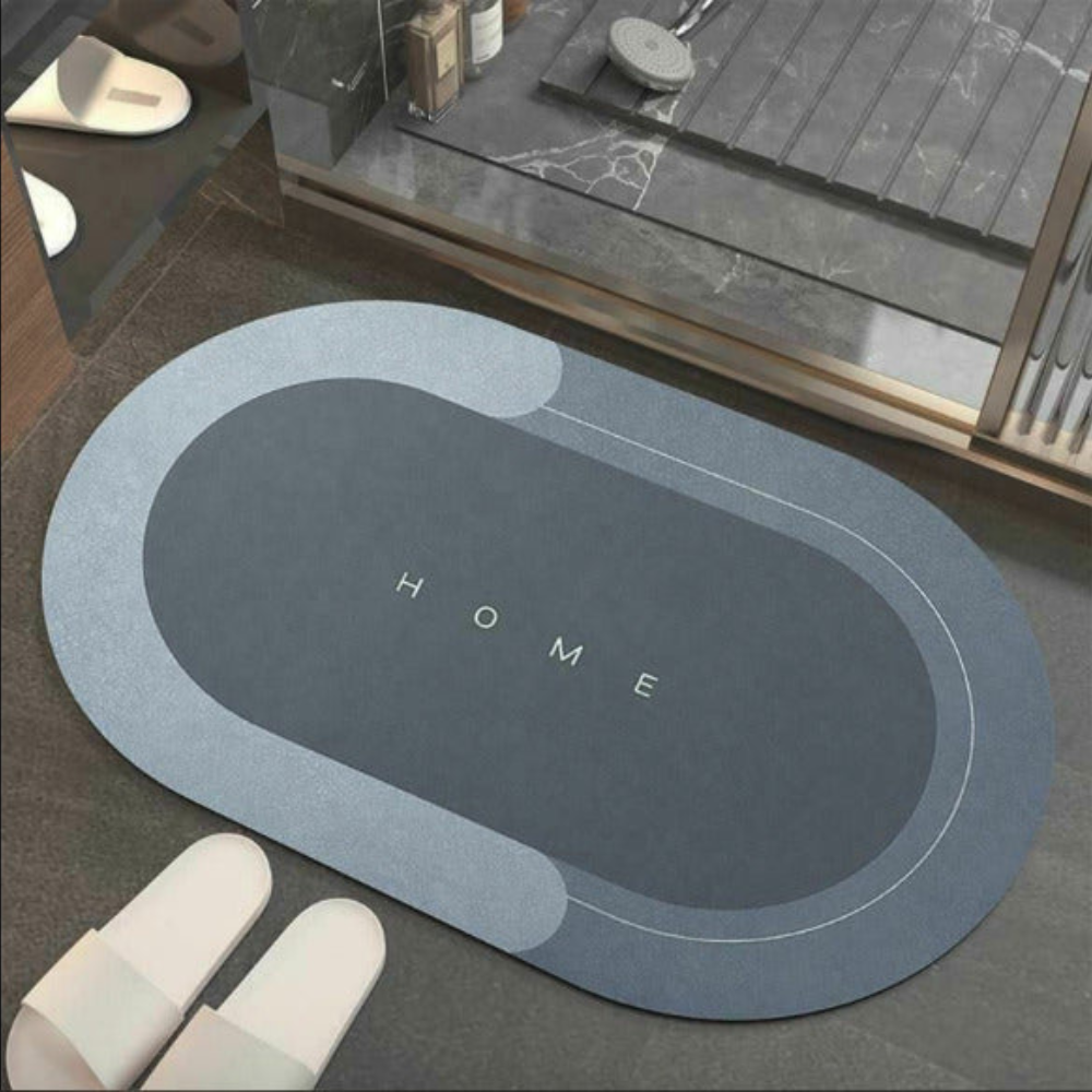 Non-Slip Oval Bath Mat – Quick-Dry Super Absorbent Nappa Leather Bathroom Mat for Safety and Comfort 0