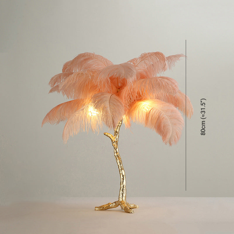 Nordic Luxury Ostrich Feather Floor and Table Lamp – Customizable Colors for Living Room and Bedroom, LED Bulb Included 15