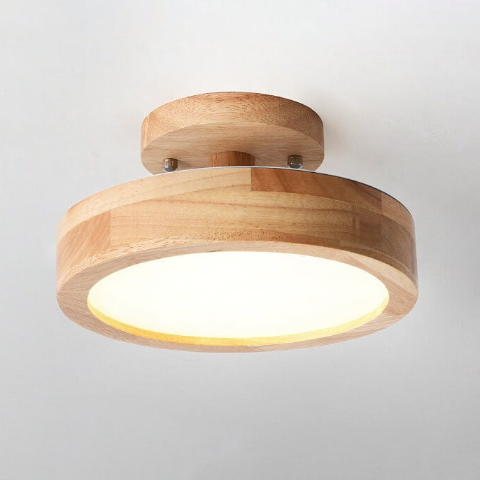 Nordic Round LED Flush Mount Ceiling Light Fixture with Adjustable Color Temperature – Modern Wood Design for Living Room, Hallway, Bedroom 12
