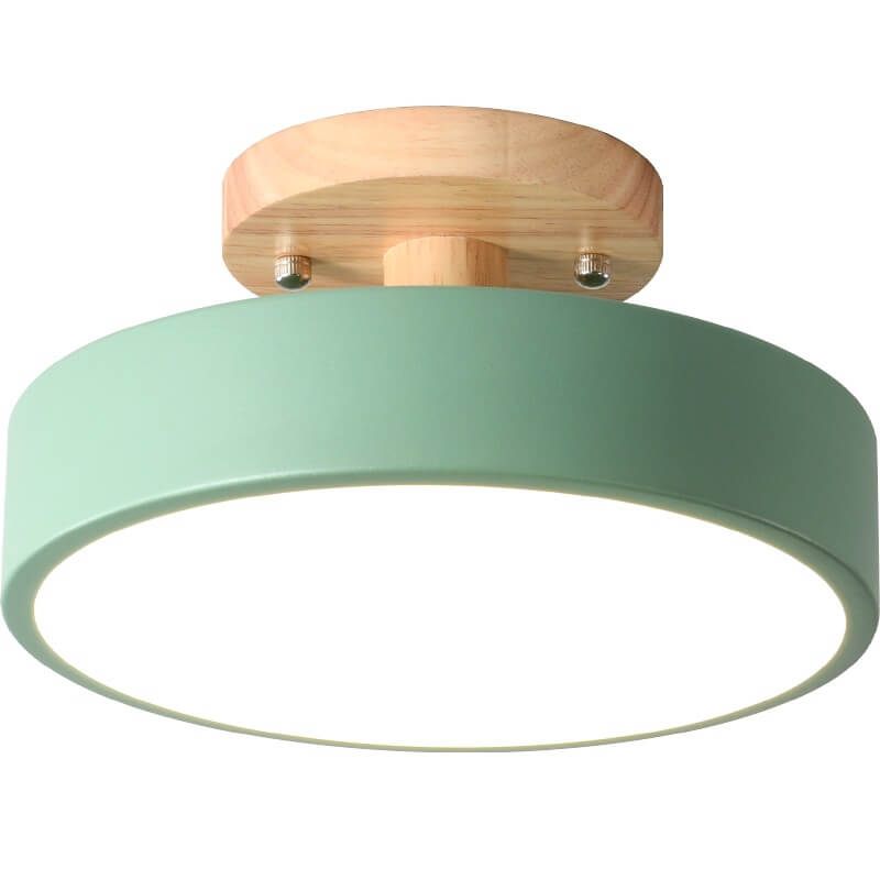 Nordic Round LED Flush Mount Ceiling Light Fixture with Adjustable Color Temperature – Modern Wood Design for Living Room, Hallway, Bedroom 6