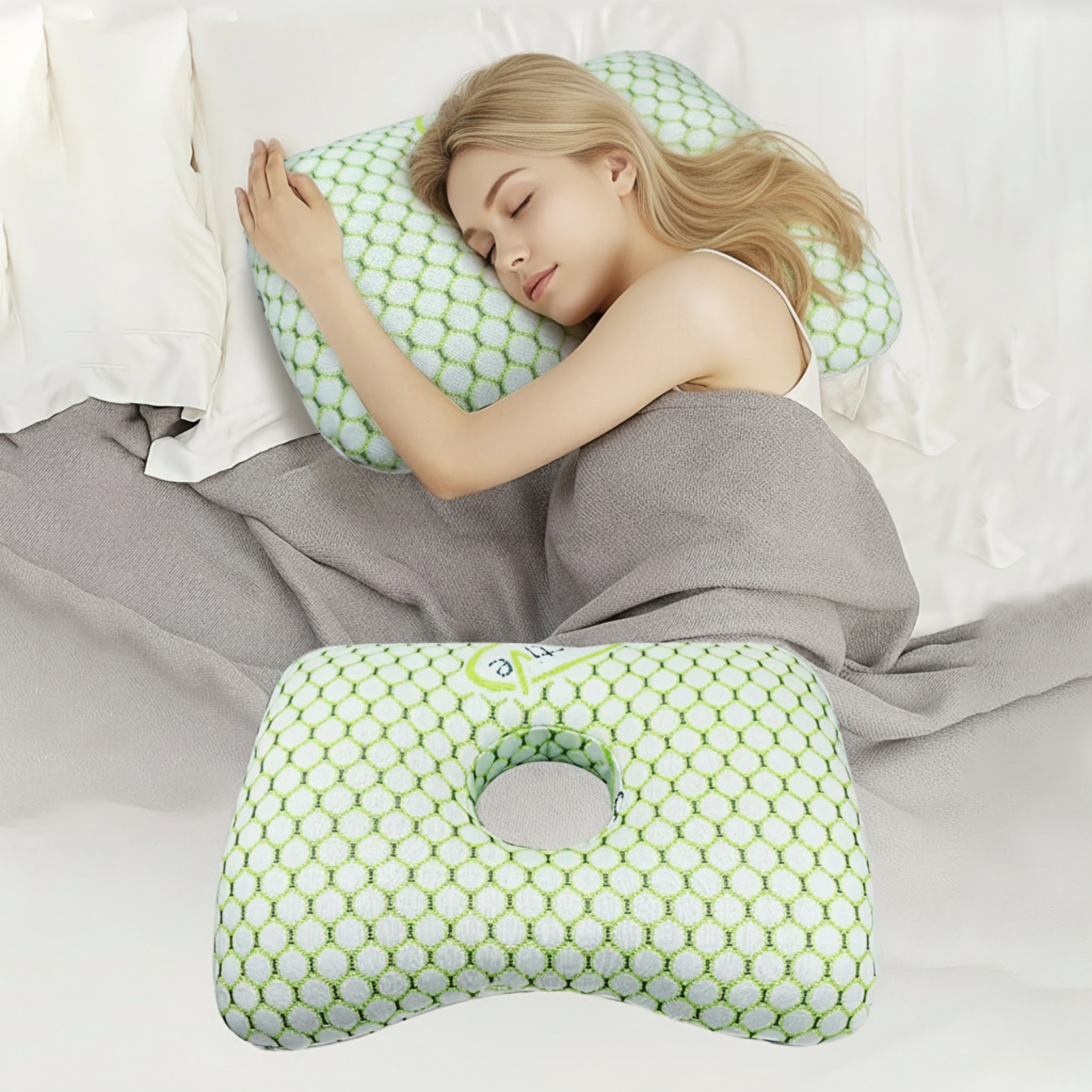 O-Shaped Ear Pillow for Side Sleepers – Soft Cotton Design with Unique Ear Hole for Comfort and Pressure Relief 4