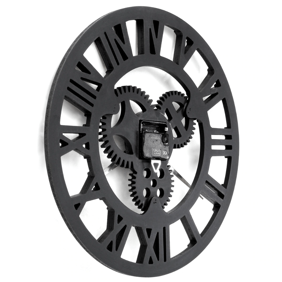 Oversized Industrial Wall Clock Decor with Gear Design – Rustic Iron Frame, 80cm Diameter 2