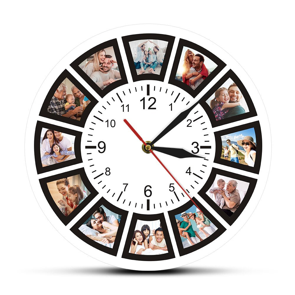 Personalized Photo Collage Wall Clock – 30x30 cm Acrylic Clock with Customizable Design and Vibrant Photos 0