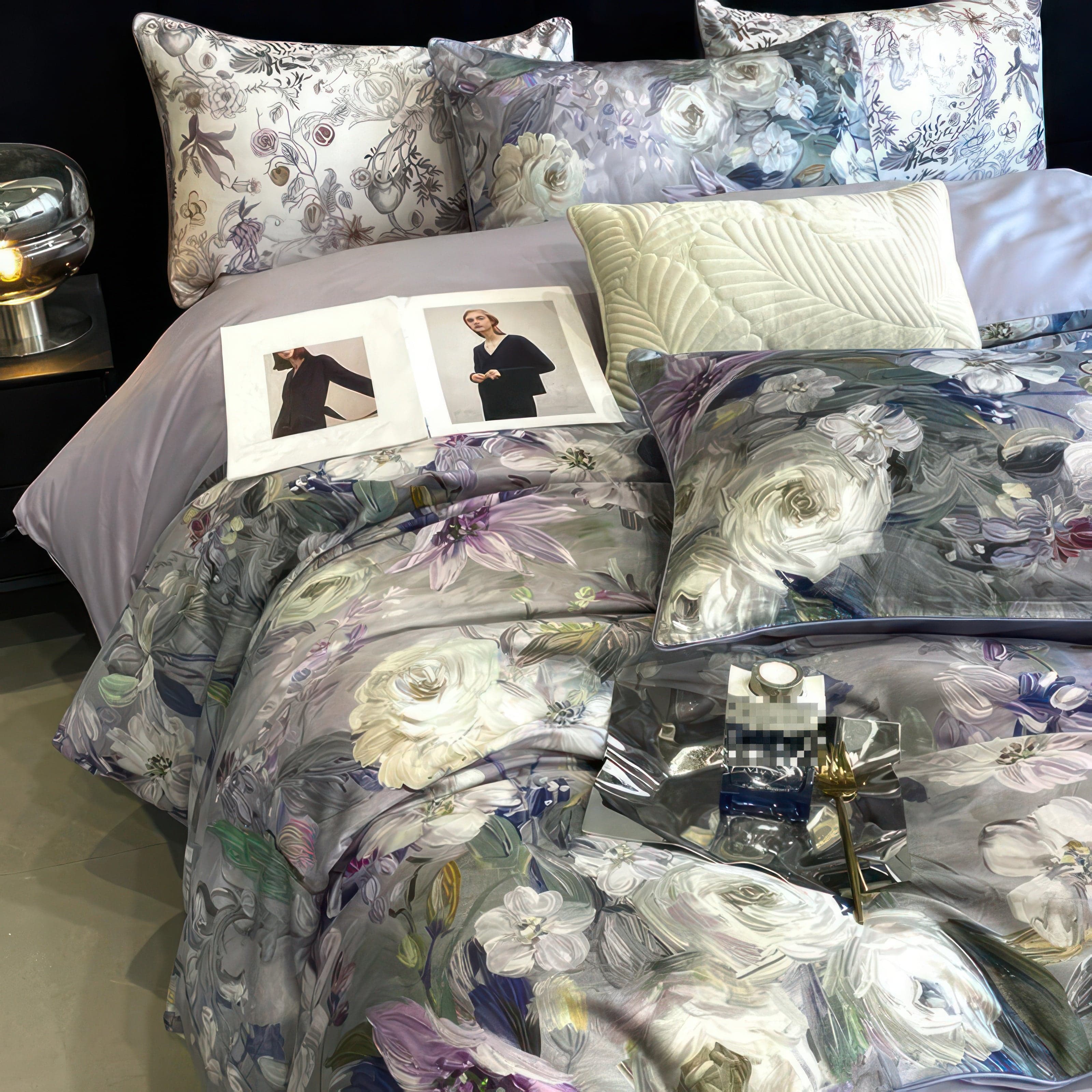 Pillowcase Pair 48 x 74cm, 100% Egyptian Cotton, 600 Thread Count, Luxurious Sateen Weave, Intricate Design, Soft and Cool 6