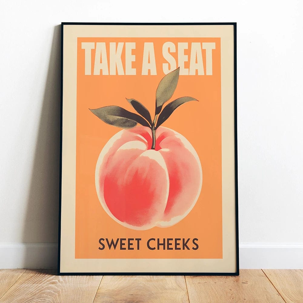 Playful Peach Art Print – Limited Edition Vintage Typography Wall Decor on Museum-Quality Paper 0