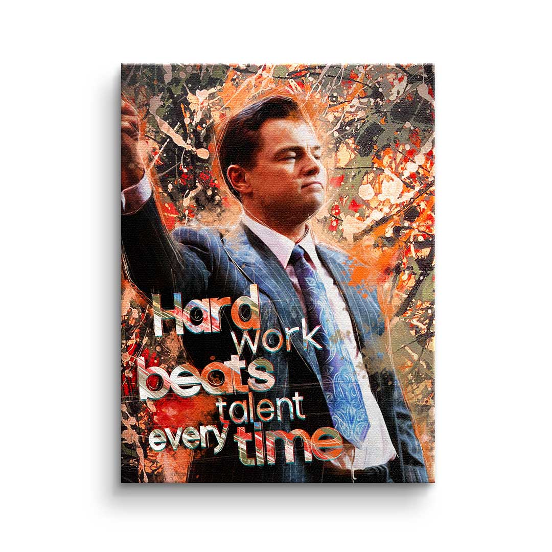 Premium Canvas Wall Art - Hard Work Beats Talent - Ready to Hang Motivational Canvas Print for Home or Office Décor 0