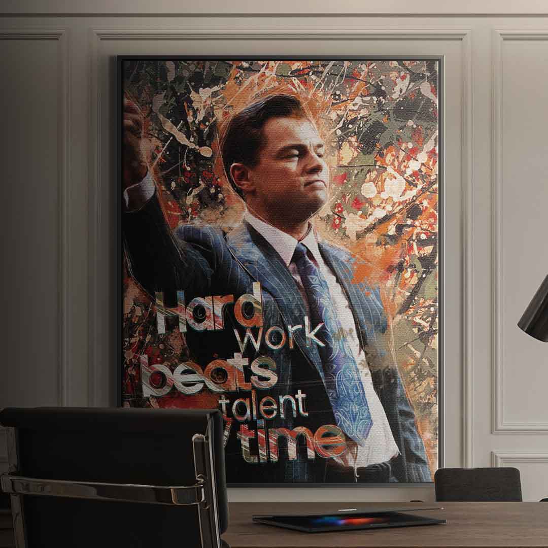 Premium Canvas Wall Art - Hard Work Beats Talent - Ready to Hang Motivational Canvas Print for Home or Office Décor 1