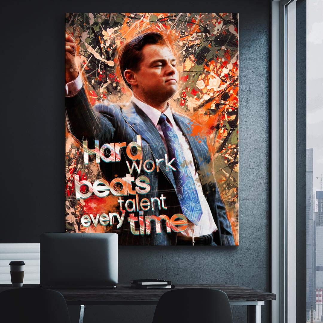 Premium Canvas Wall Art - Hard Work Beats Talent - Ready to Hang Motivational Canvas Print for Home or Office Décor 2