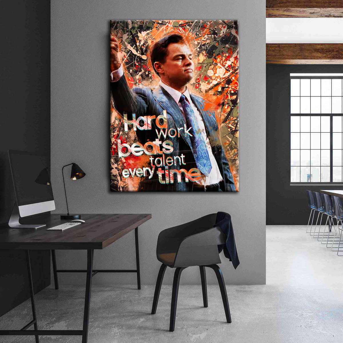 Premium Canvas Wall Art - Hard Work Beats Talent - Ready to Hang Motivational Canvas Print for Home or Office Décor 4