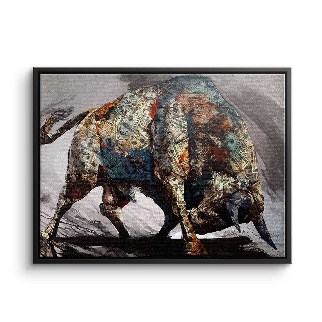 Premium Canvas Wall Art - Money Bull Motif, Ready to Hang, Handmade in Germany with Authenticity Certificate 10