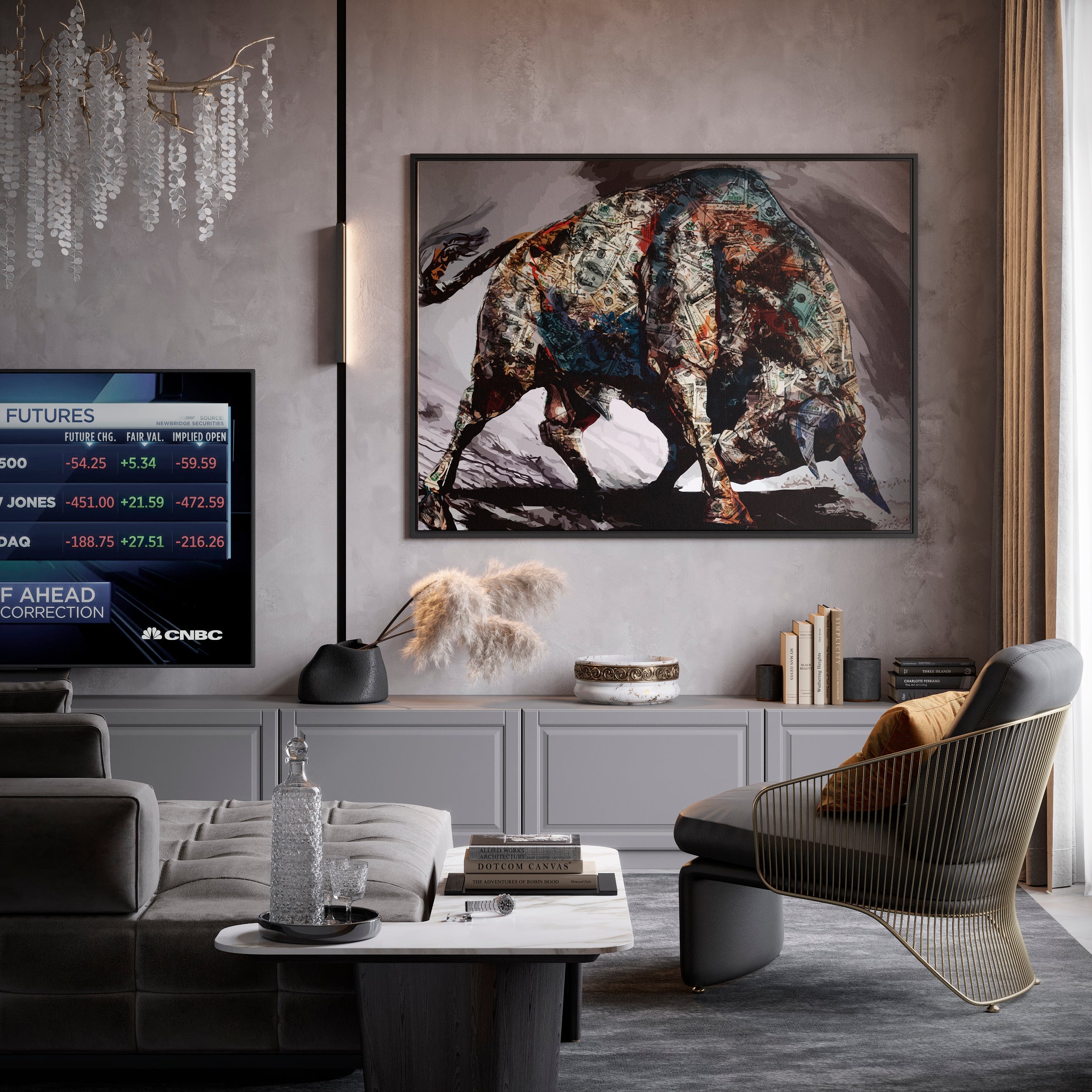 Premium Canvas Wall Art - Money Bull Motif, Ready to Hang, Handmade in Germany with Authenticity Certificate 4