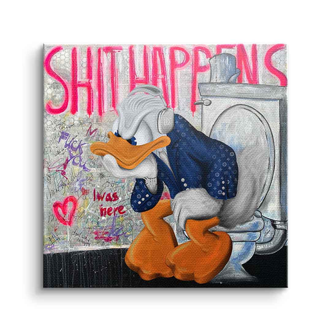 Premium Canvas Wall Art - 'Shit Happens' by Sabrina Seck, Eco-Friendly Handmade Canvas Prints, Ready to Hang, Vibrant Colors 0