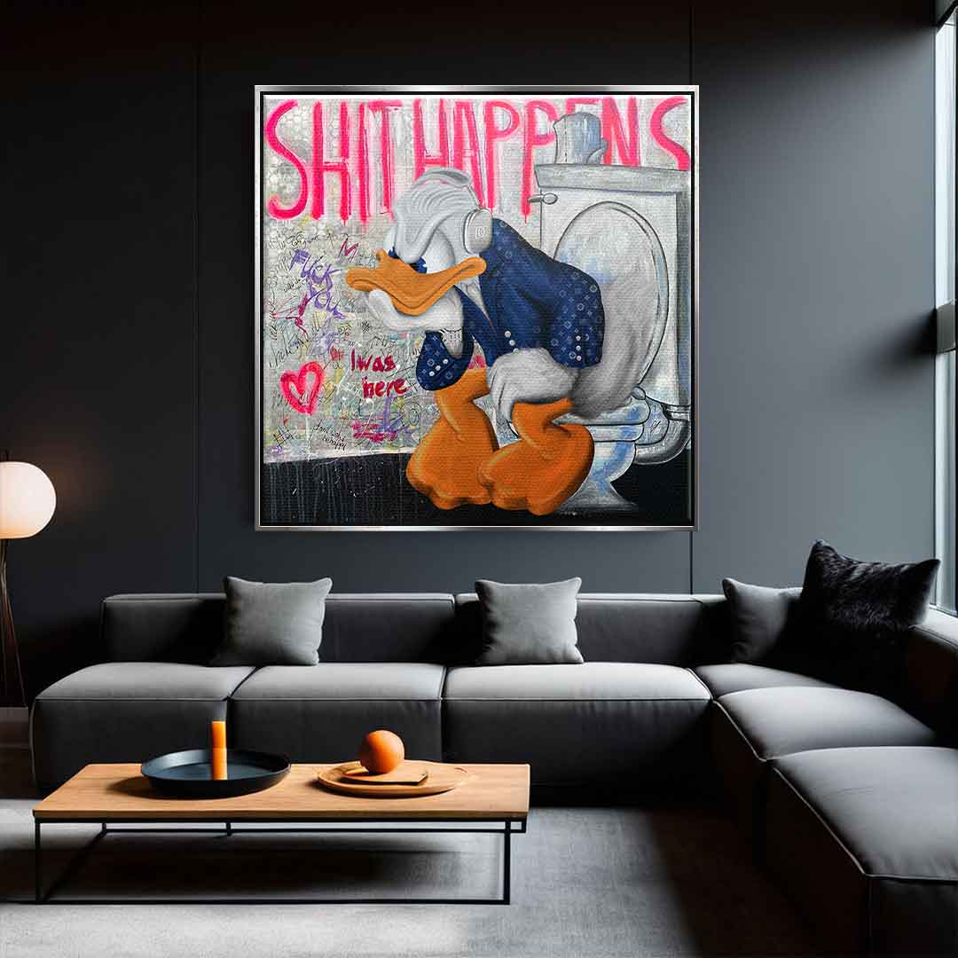Premium Canvas Wall Art - 'Shit Happens' by Sabrina Seck, Eco-Friendly Handmade Canvas Prints, Ready to Hang, Vibrant Colors 1