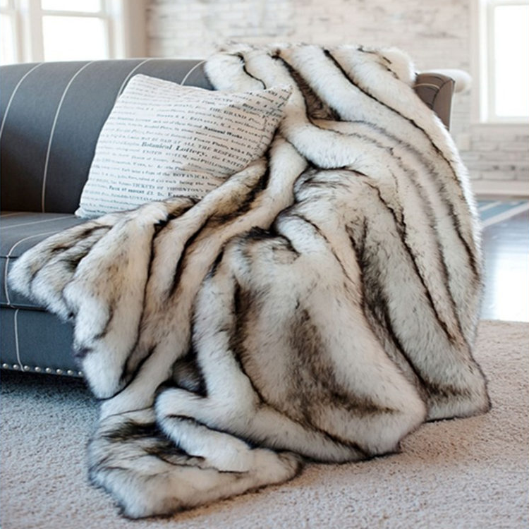 Premium Grey and White Faux Blanket – Soft Plush Velvet Bed Throw for Cozy Comfort and Warmth, Washable and Durable 0