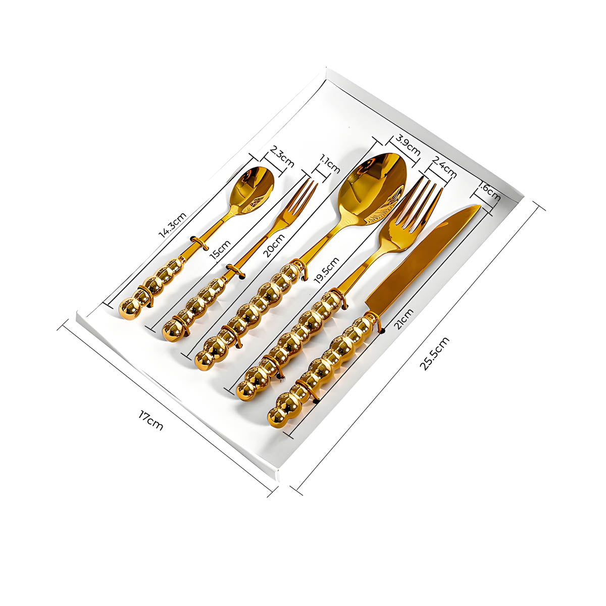 Premium Stainless Steel Cutlery Set with Beaded Handles in Pearl White, Polished Silver, or Radiant Gold – Elegant Dining Essentials 11