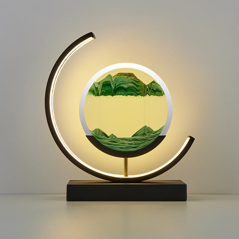 Quicksand Table Lamp with 3D Sand Art Design – Relaxing LED Bedside Lamp for Home and Office Decor 0