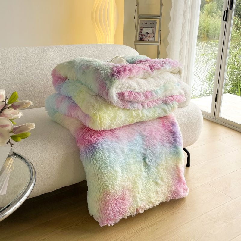Rainbow Faux Velvet Blanket – Plush Bed Throw for Ultimate Comfort and Warmth, Washable, Anti-Mould, Multiple Sizes Available 4