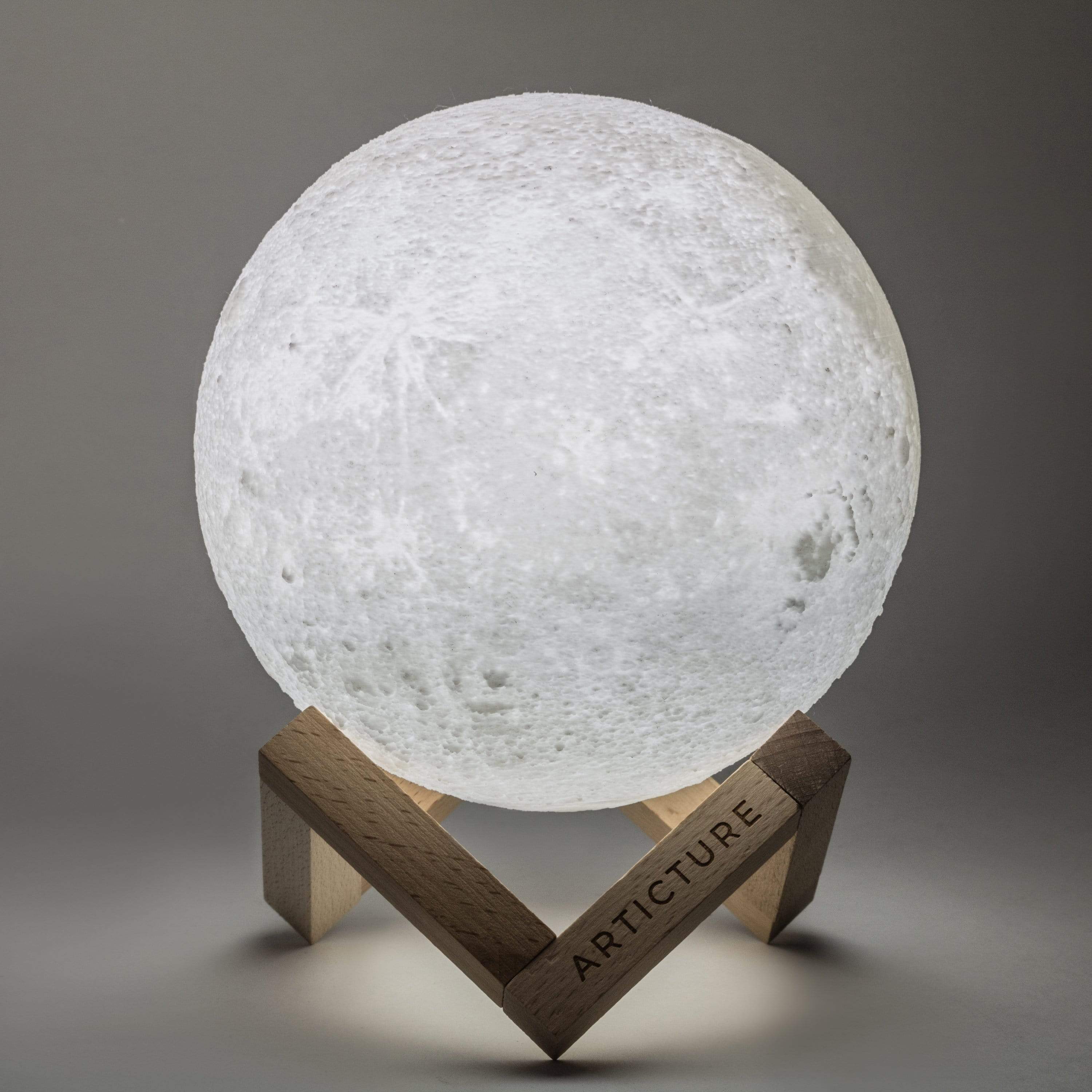 Rechargeable 3D Moon Night Light with Wooden Base – Portable LED Lamp in Two Sizes with Six Color Options 0